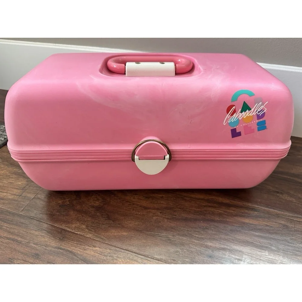 Vintage 1980s Caboodles of California Pink Lavender Makeup Case 3 Tier w/ Mirror